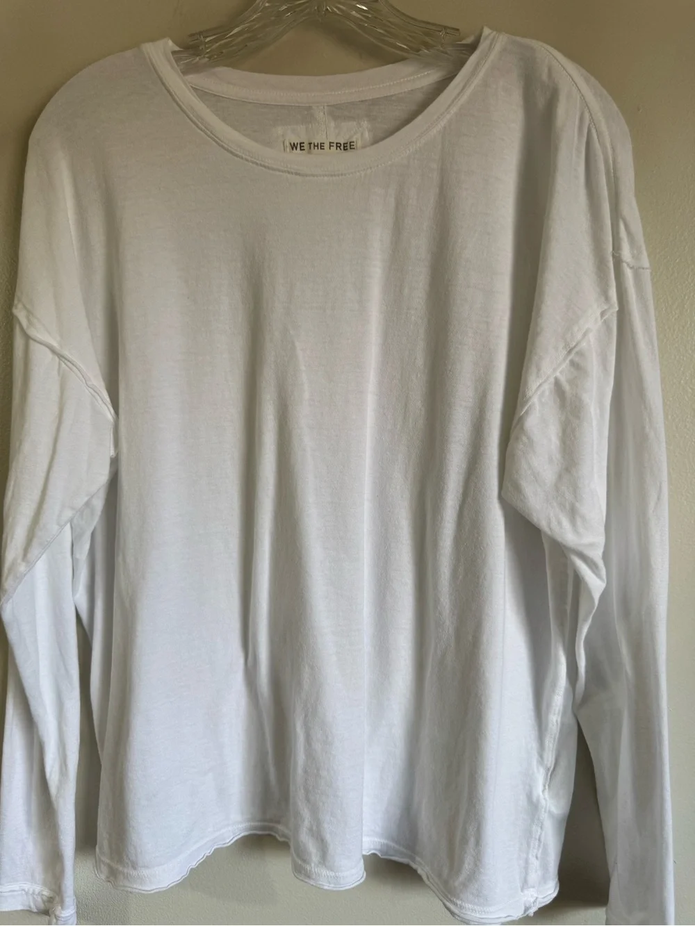 We The Free The Perfect Long-Sleeve Tee Shirt White 100% Cotton Oversized Sz XS